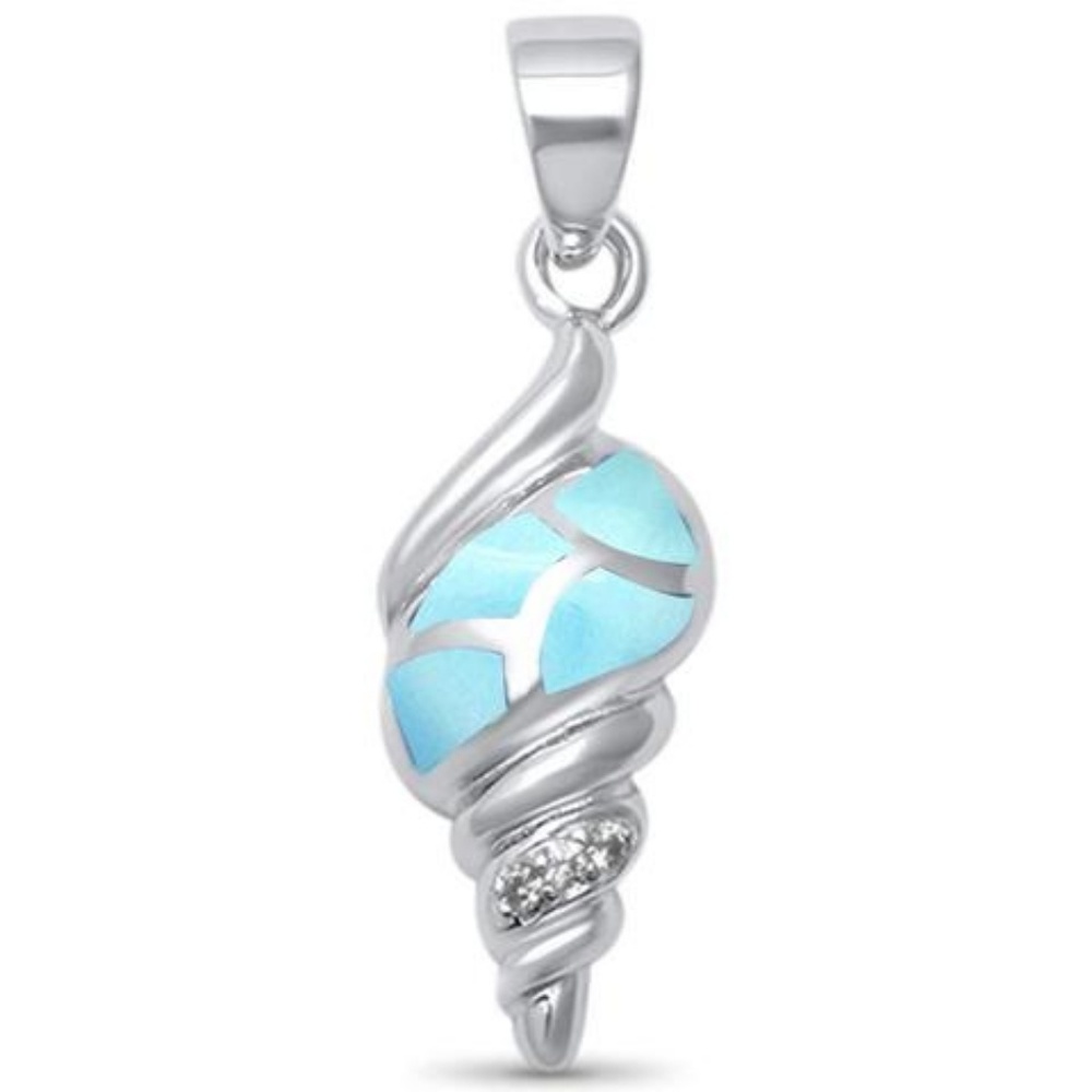 natural larimar twisted shell fashion pendant